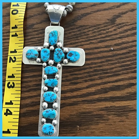Vintage Tommy Moore Turquoise Sterling Cross Beads - Picture 5 of 7